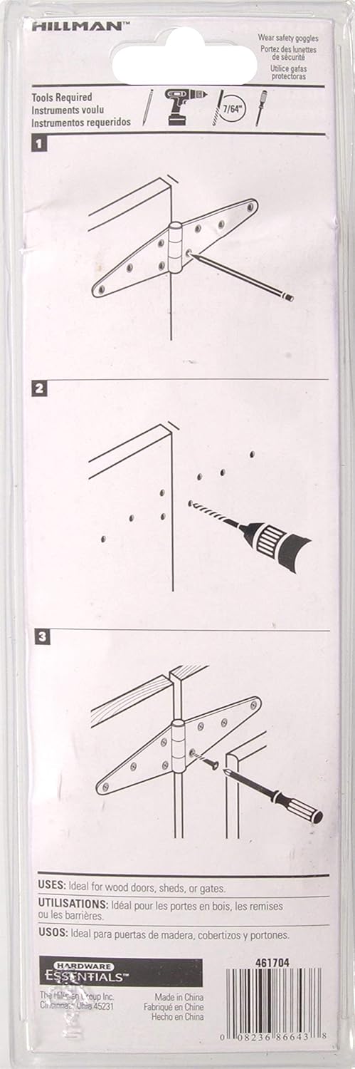 Hardware Essentials 851671 Heavy Duty Strap Hinges Zinc 6" - 2 Pack