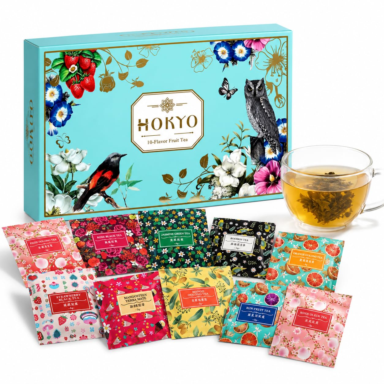 Tea Gift Set 10 Varieties - Tea Tasting Pack with Fruit Tea,