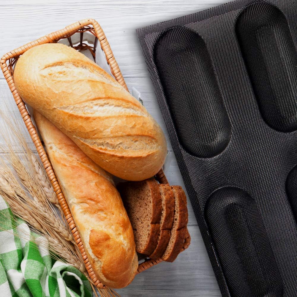 Hot Dog Molds Non Stick Bread Loaf Molds Baguette Pan Food Grade Silicone Bread Baking Mold 12 Loaf 40 x 60 for making Bread