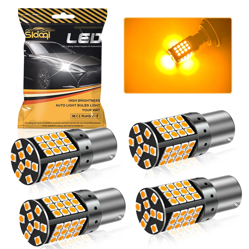 1156 BA15S P21W LED 12-24 V Canbus Error Free Żółty Ultra jasny 4000LM 57SMD P21W LED do kierunkowskazów z przodu i z tyłu kierunkowskaz LED kierunkowskaz samochodowy-4 sztuki