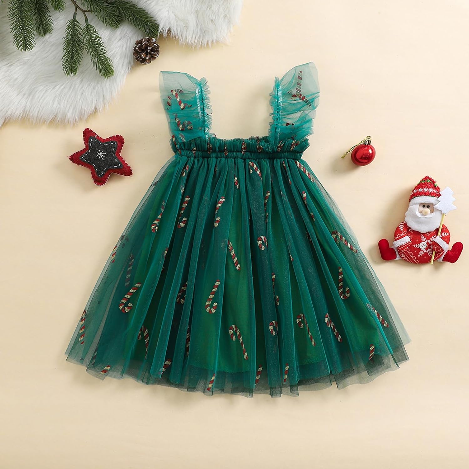 Toddler Christmas Tutu Dress Baby Girl Sleeveless Layered Tulle Dress Little Girl Princess Dresses Christmas Outfit - Image 3