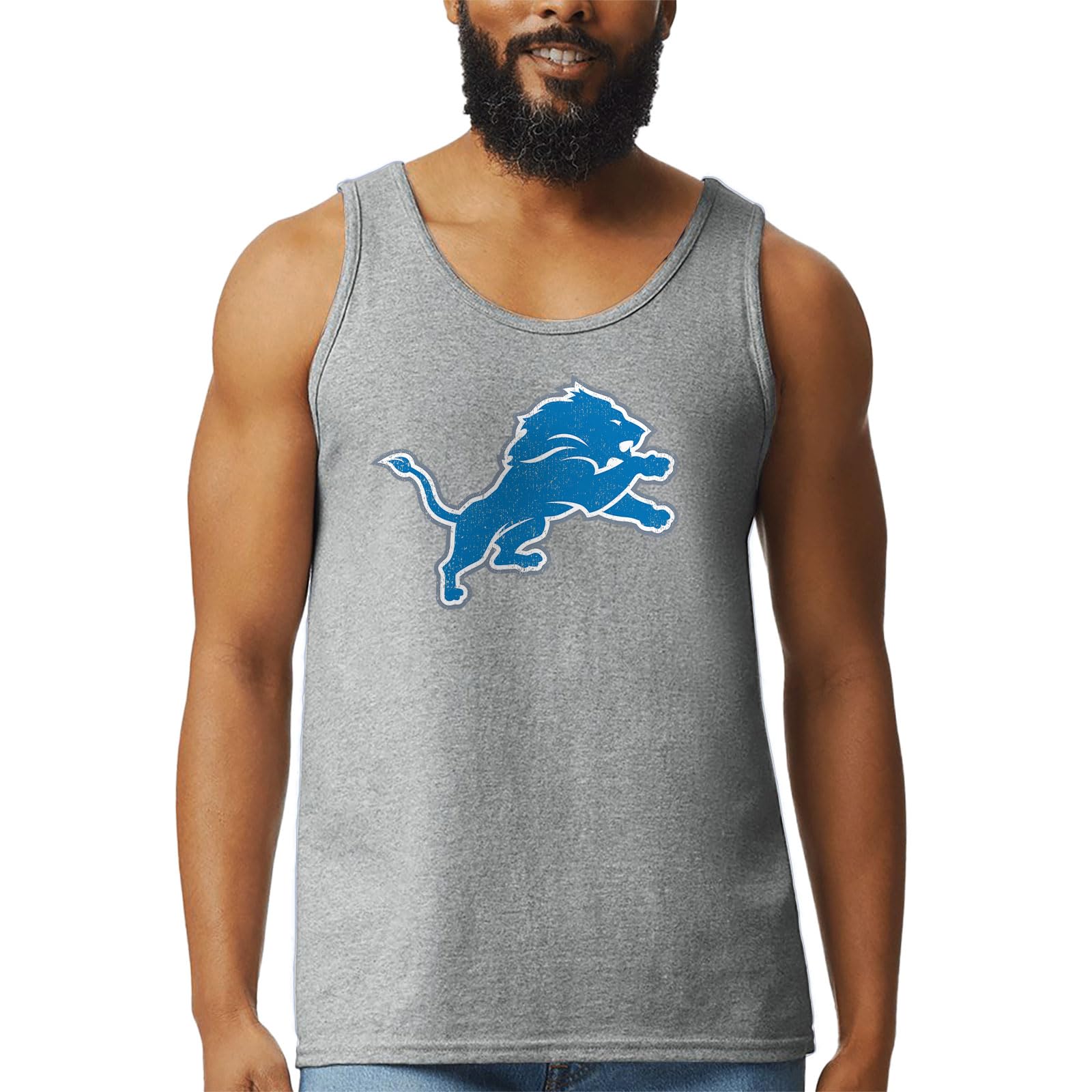 Hybrid Sports NFL - Distressed Team Logo - Officially Licensed Men's Football Fan Tank Top, Athletic Heather, XXL