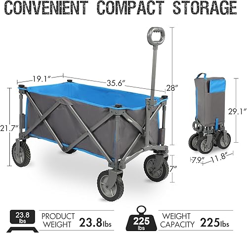 Miniatura 2 de PORTAL - Carrito utilitario plegable, compacto de cuatro ruedas, para exterior, jardín, campamento, con tela extraíble
