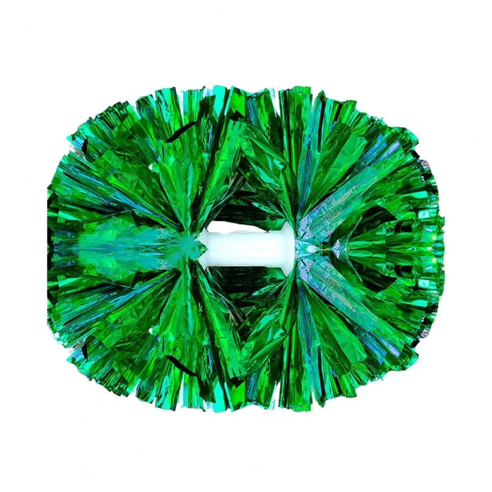 Glitter Metallic Foil Pompoms, 6pcs Multicolor Cheerleading Pom Poms Double-Headed(Green)