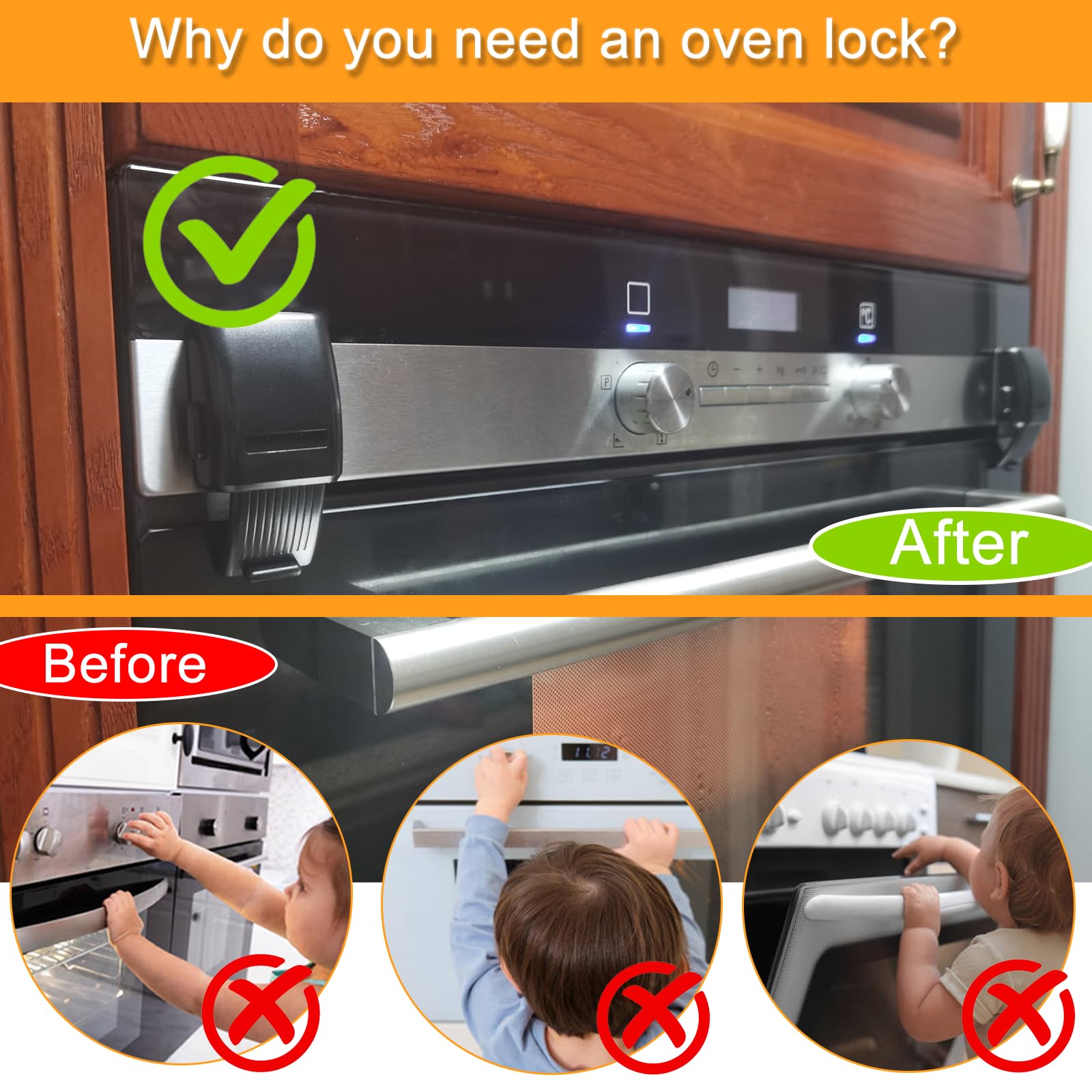 2 cerraduras para horno de seguridad infantil, a prueba de bebés, seguridad infantil para niños, cerraduras de seguridad para horno fáciles de instalar y cerradura de puerta de lavavajillas