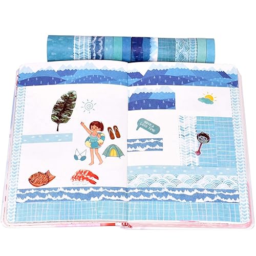 Miniatura 3 de Juego de 12 rollos de cinta Washi con varios patrones, suministros de manualidades para decoración de bricolaje y manualidades, estilo B