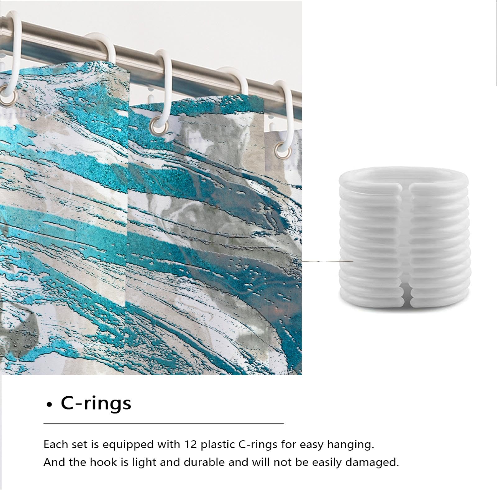 Blau Abstrakte Duschvorhang-Liner Gold Geometrische Linie Moderne Badezimmer-Dekor-Sets mit Haken wasserdichte Polyester-Stoff-Duschvorhänge 180Bx275Lcm