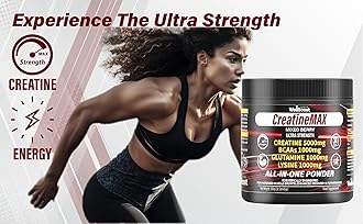 CreatineMAX Powder - 5000mg Creatine Monohydrate, 1000mg BCAAs, Glutamine, Lysine per Serving - Sugar Free, Mixed Berry Flavour - Lean Muscle, Recovery & Endurance (300g, 1 Month Supply)