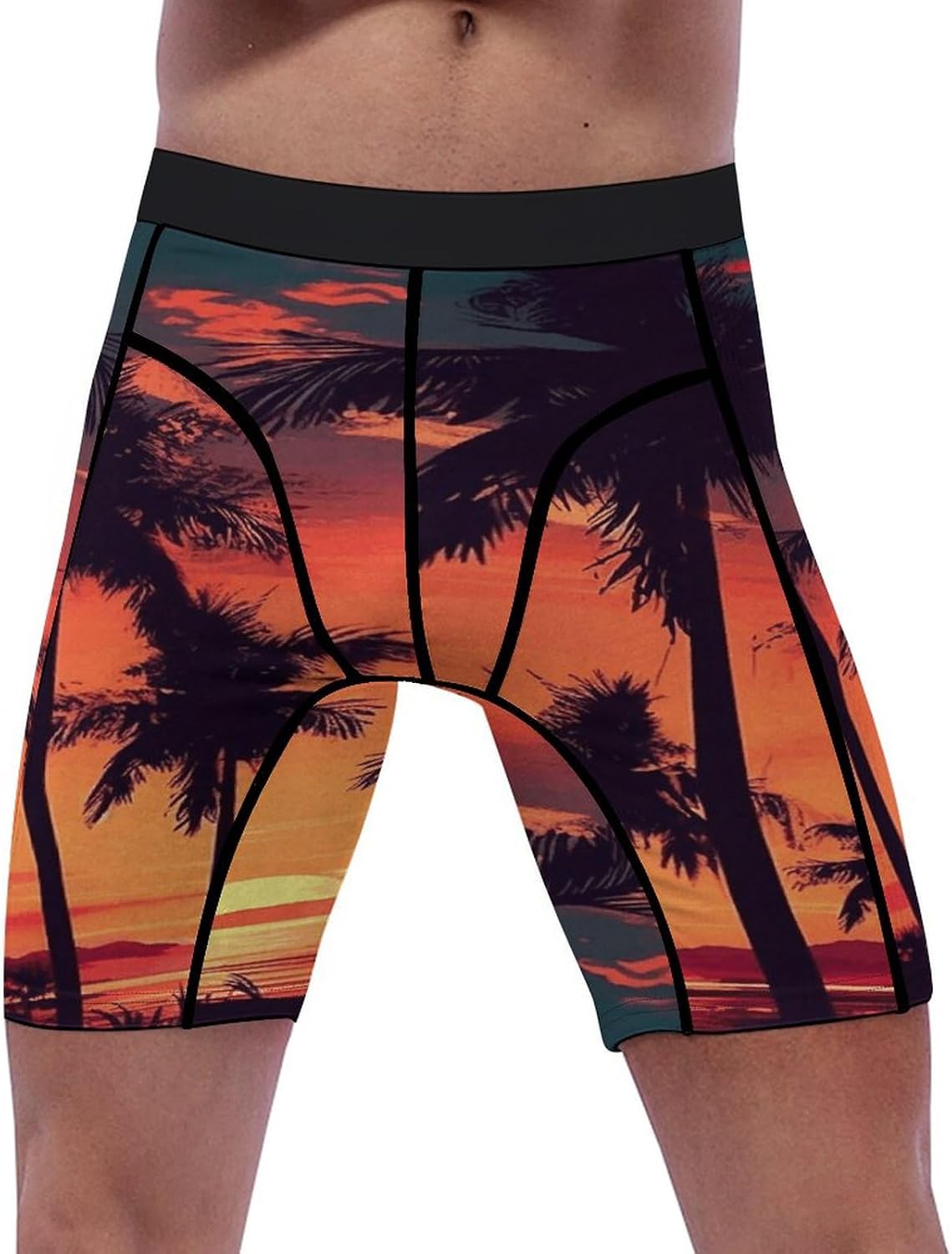 Palm Tree Summer Sunset Compression Shorts Men Spandex Sport Shorts Workout Performance Baselayer Underwear