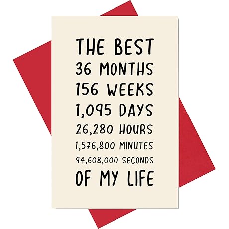 Sweet 3 Year Anniversary Card for Him or Her