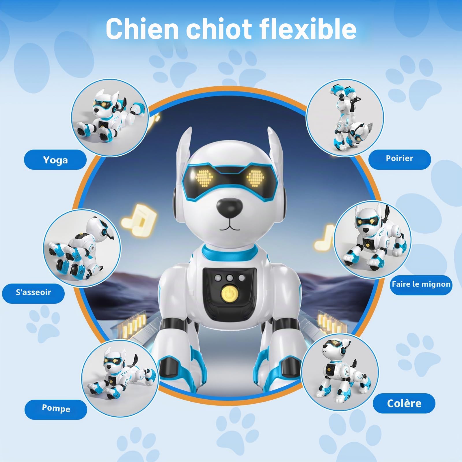 PRANITE Chien Robot Programmable Télécommandé Rechargeable pour Enfants