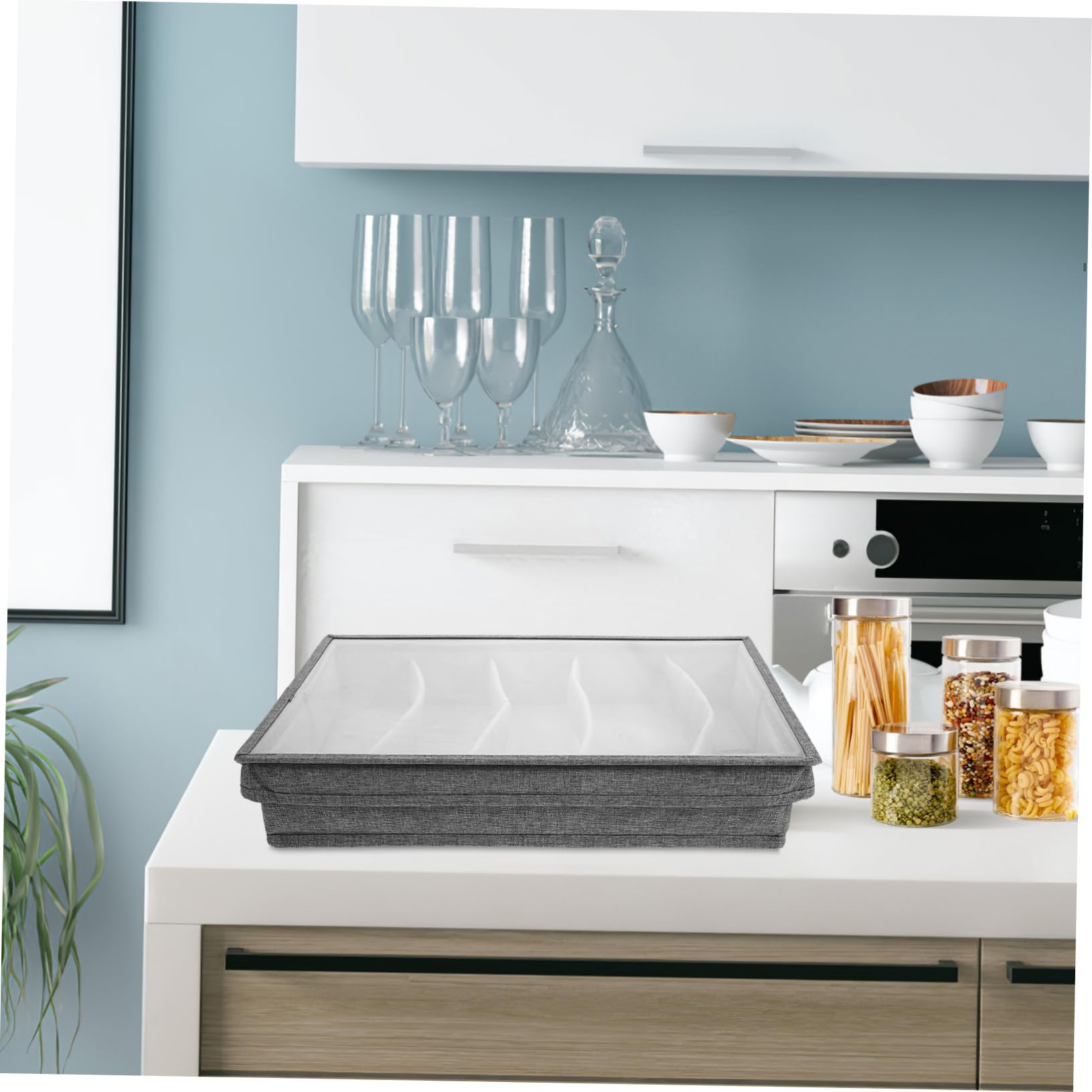 Caja Organizadora para Cubiertos con Divisores, Plegable y Portátil, Material Poliéster y Cartón, Ahorro de Espacio Adecuado para Uso al Aire Libre y Viaje