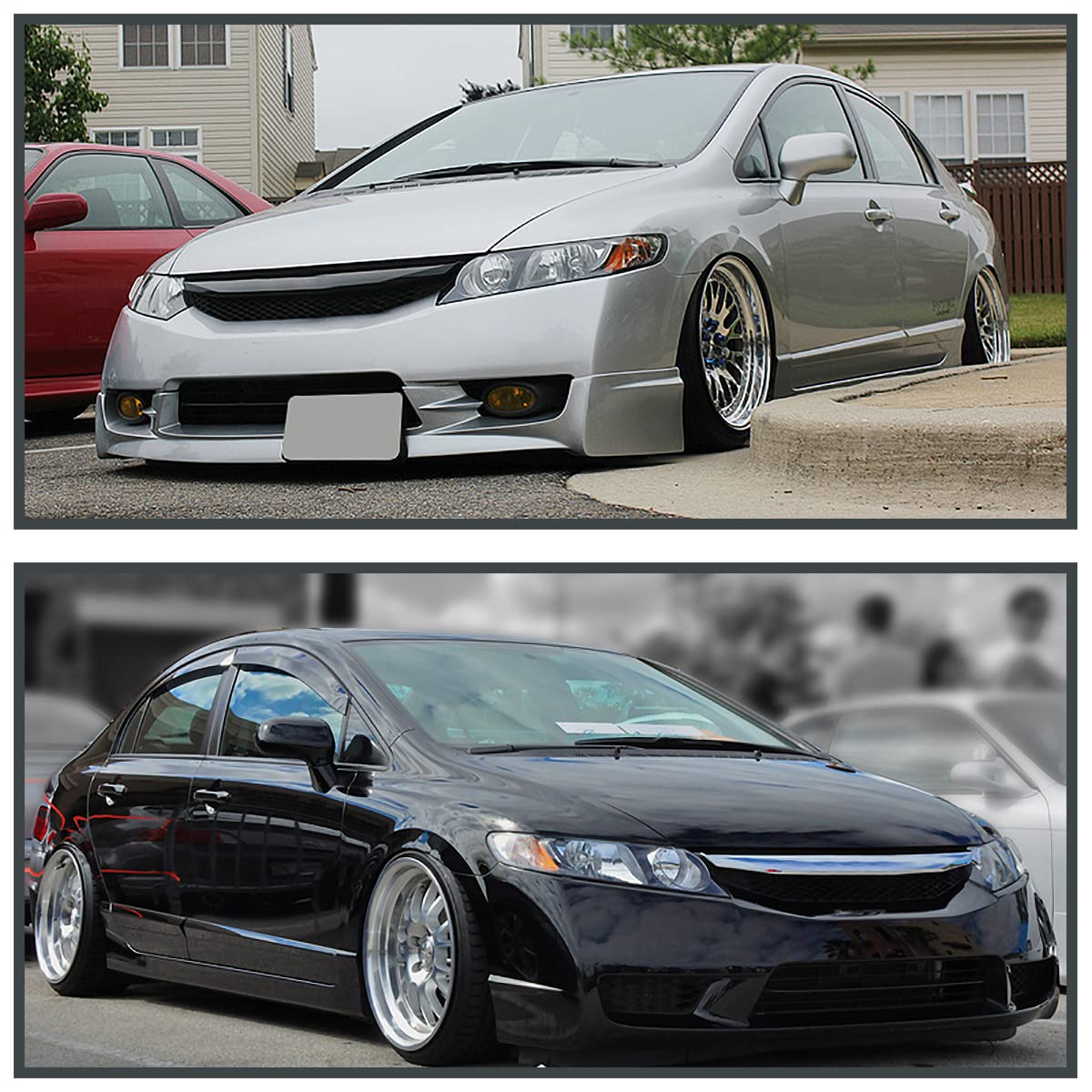 Spec-D Tuning Black Headlights Compatible with 2006-2011 Honda Civic 4Dr Sedan L+R Pair Head Lights Lamps Assembly