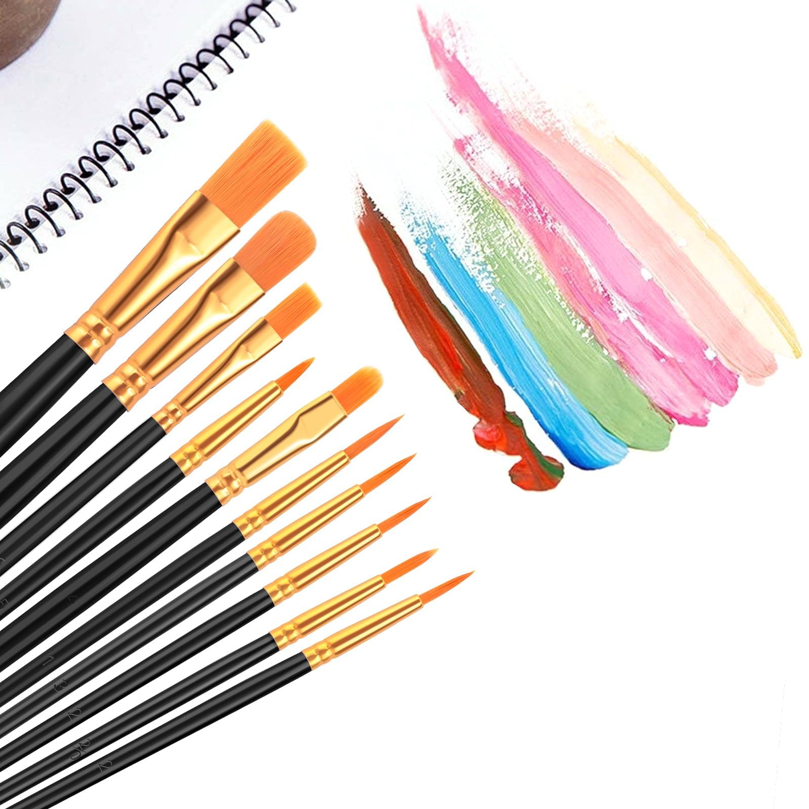 AROIC Pinceles de pintura, 10 unidades, 100 unidades, pinceles de pintura acrílica, pinceles de pintura de artista para pintura al óleo, acuarela, pintura acrílica para pintura de roca (negro)