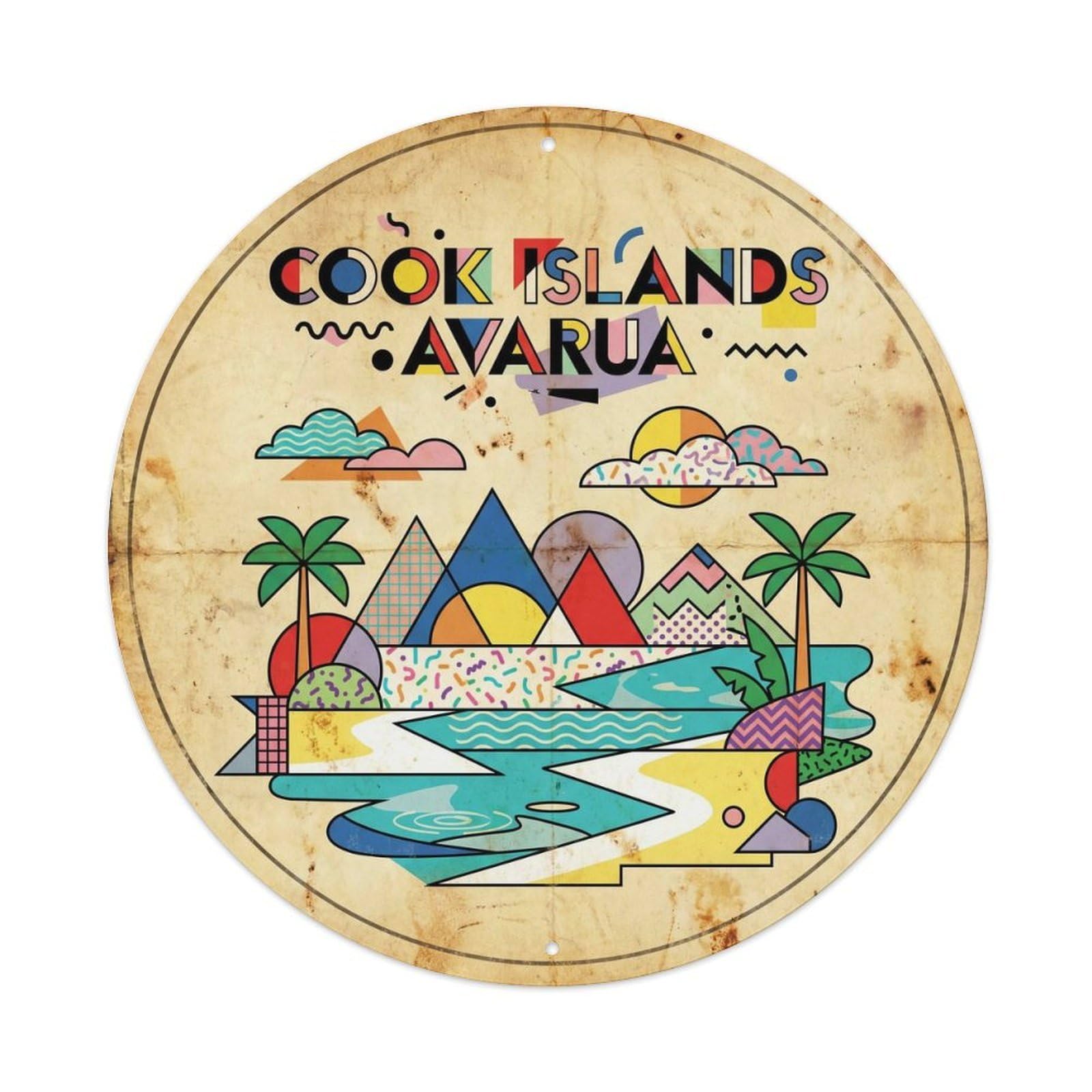 Cook Islands Avarua Island Resort Retro Geometry Metal Tin Sign