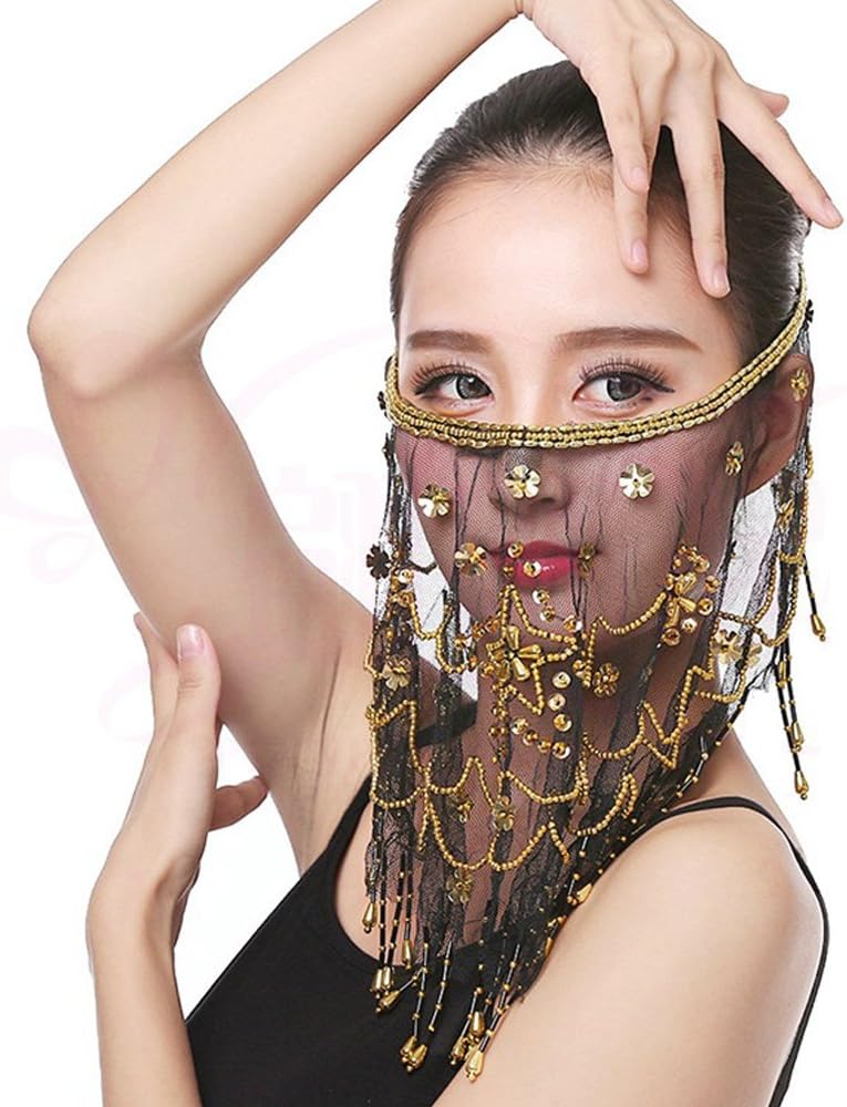 Belly Dance Face Veil India Dance Outfit Halloween Carnival Costumes Head Face Veil - Image 2