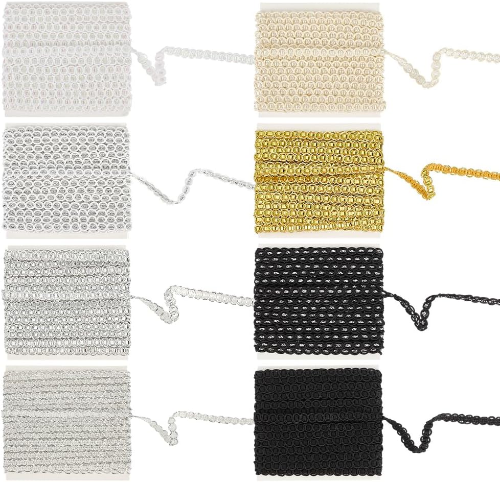 MAYJOYDIY 43.7 Yards S Shaped Gimp Braid Trim 0.2inch 8 Colors Polyester Lace Trim Ribbon Decorative Woven Braid Trims for Sewing Bag DIY Crafts Costume Curtain Lampshades