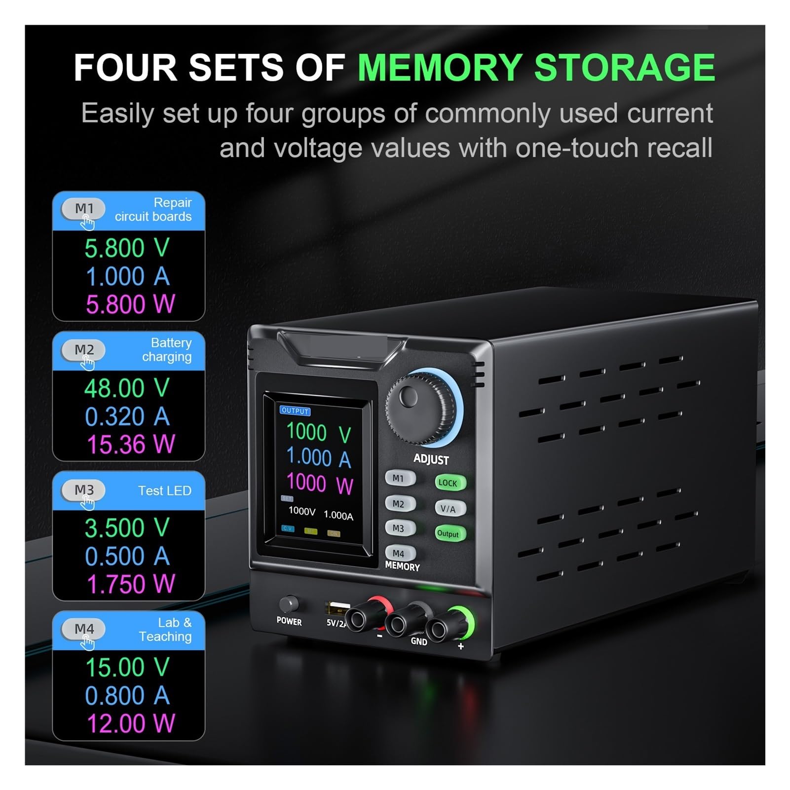 Regulowany zasilacz DC 1000 V z programowalnym oprogramowaniem sterowania RS232(120V 3A 360W)