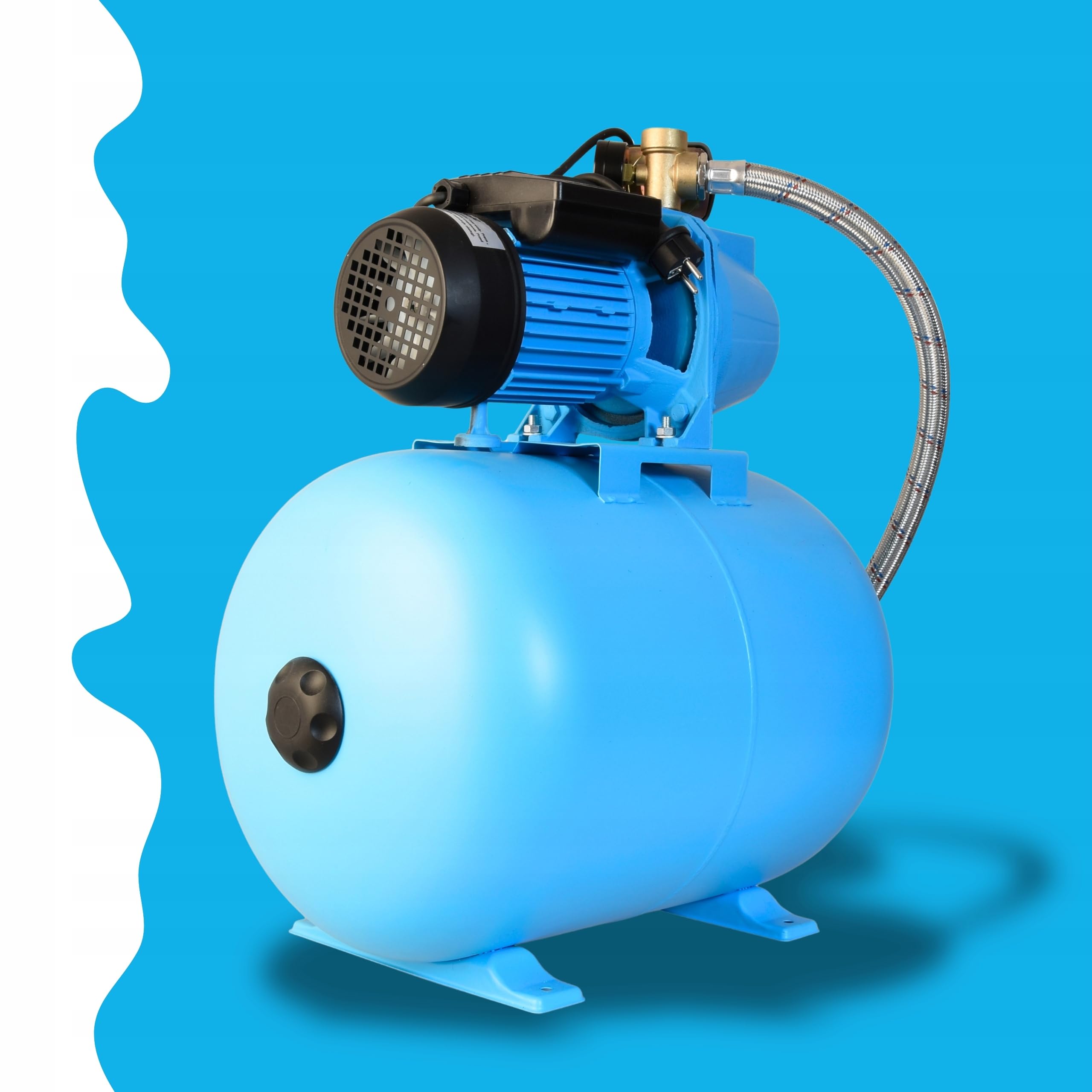Hauswasserwerk SET 100S - Geräuscharmer Hochdruck-Wasserpumpe 3600L/H - Pumpe zur Hauswasserversorgung mit 50L Membrankessel - Gußeisen - 1100W max Förderhöhe 50m - Ideal für Gartenbewässerung