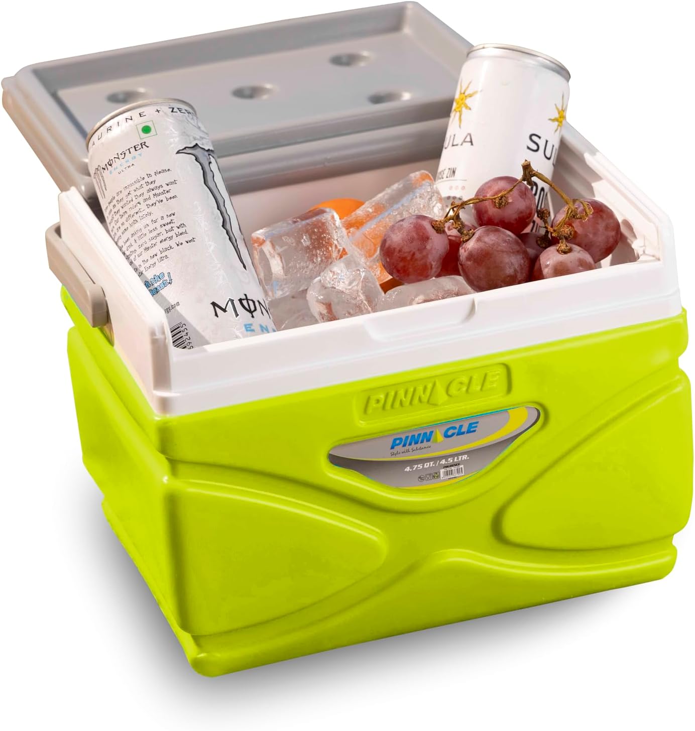 Pinnacle Prudence 4.5L Chiller Ice Box | Fits 6 Cans | Hold Ice Upto 24hrs | Lid Used as Tray | Portable Insulated Cooler IceBox for Car Travel,Camping,Parties,Medical,Picnics,Sports