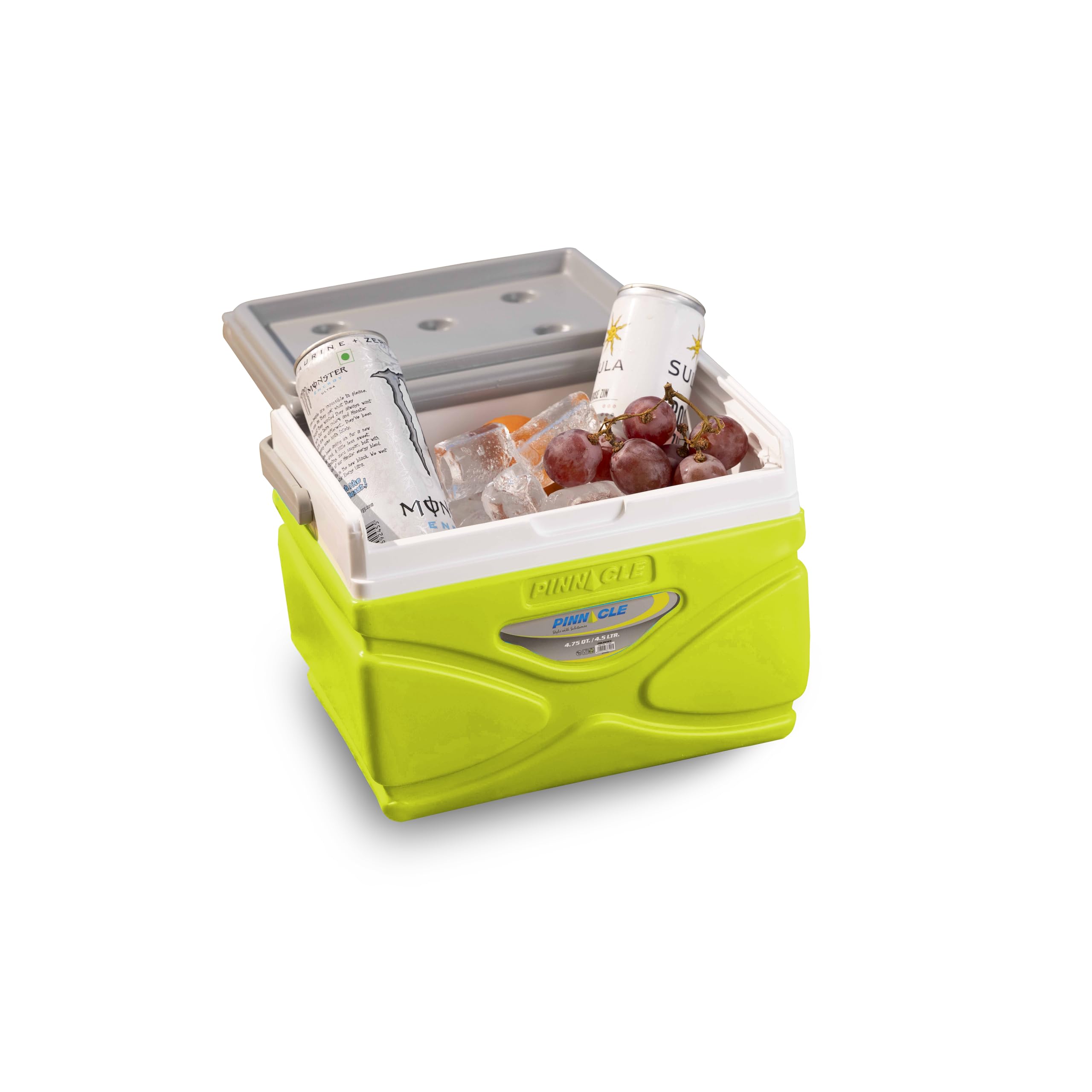 Pinnacle Prudence 4.5L Chiller Ice Box | Fits 6 Cans | Hold Ice Upto 24hrs | Lid Used as Tray | Portable Insulated Cooler IceBox for Car Travel,Camping,Parties,Medical,Picnics,Sports