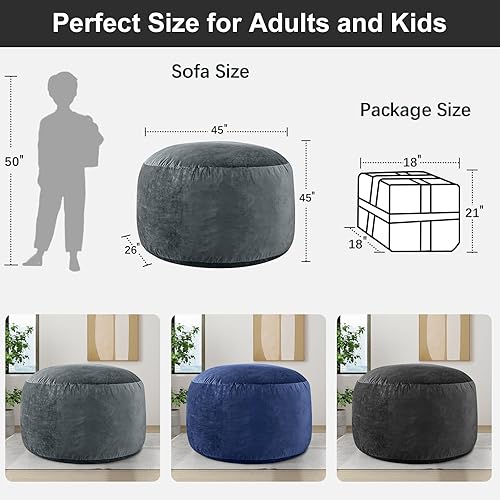 Miniatura 3 de Puf relleno de espuma, puf plegable, sofá cama para adultos y niños, colchón de espuma viscoelástica tamaño matrimonial, sofá grande con funda de