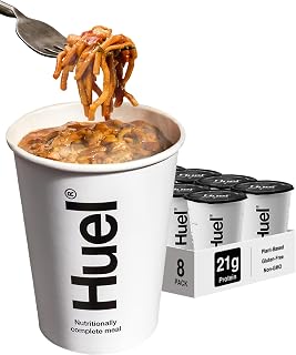 Hot & Savoury Cups, Korean BBQ Noodles (8 x Pots), High-Protein Vegan Ration Packs, Protein Noodles with 26 Vitamins & Minerals, Healthy Ready Meals