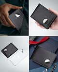 Airtag Wallet, Top Genuine Leather Wallet with airtag Holder,Bifold RFID Blocking Smart Airtag Wallet for Men,8-16 Card Capacity,2 ID Window Compatible Apple Airtag.Black