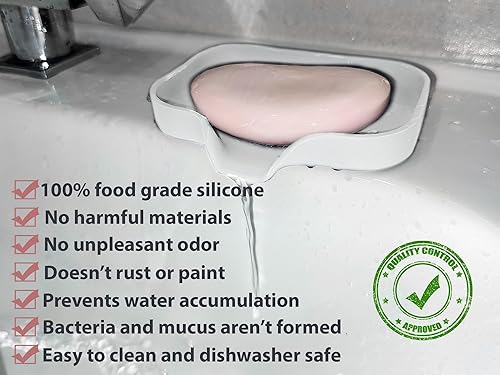 Miniatura 3 de 2 jaboneras rectangulares autodrenantes de silicona blanca, bandejas de jabón en cascada, jaboneras para barra de jabón, cajas de jabón, contenedor