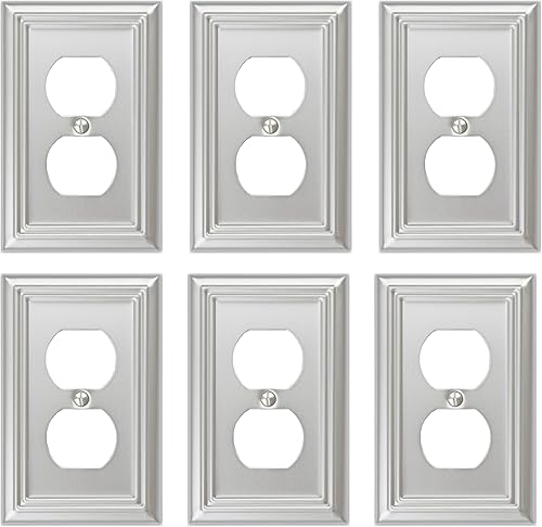 Vista 71 de Adler - Cubierta cuádruple para interruptor de luz decorativa Adler, placa de pared de metal, paquete de 2 unidades, níquel cepillado de 4