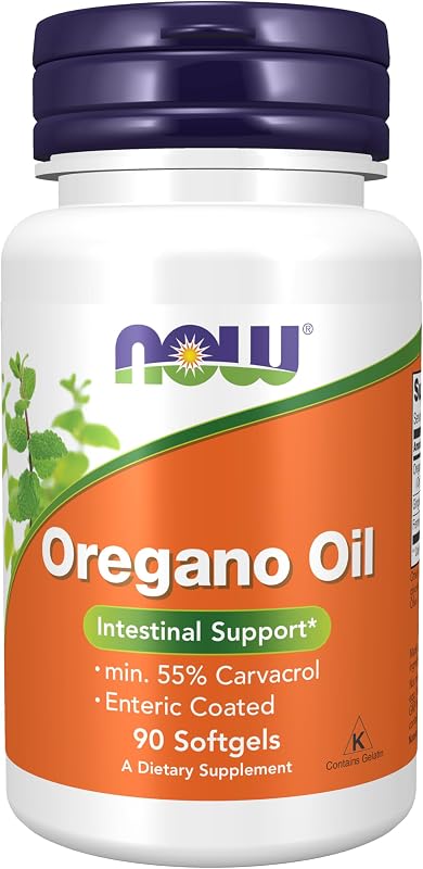 NOW Foods Supplements, Aceite de orégano con jengibre y aceite de hinojo, recubrimiento entérico, 90 cápsulas blandas