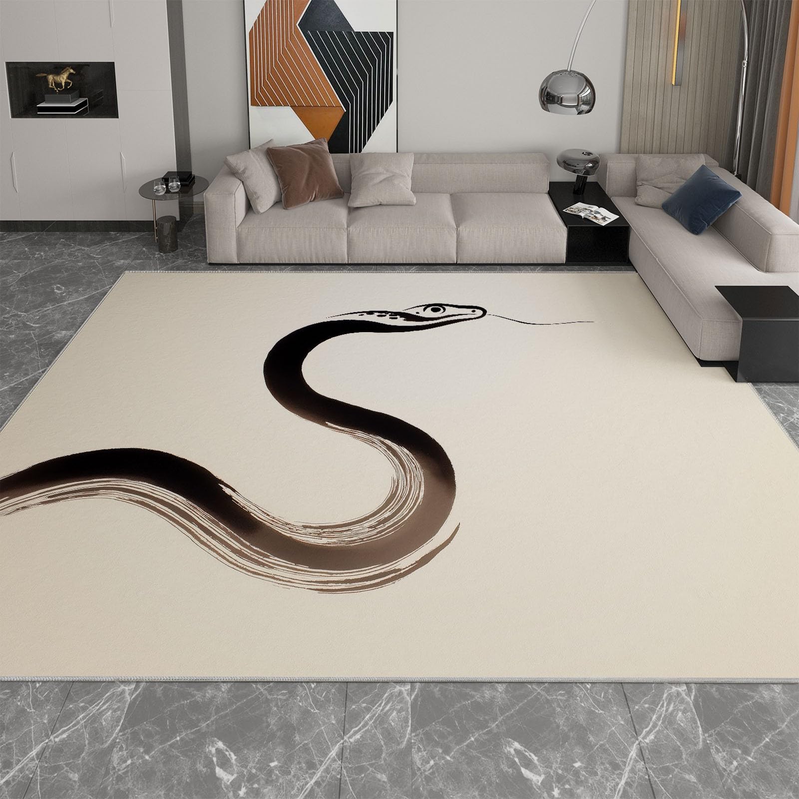Alfombra antideslizante de serpiente china, 180 x 240 cm, con estampado de ambiente divertido, alfombra para dormitorio de niños y niñas, alfombra de suelo para sala de estar, dormitorio, alfombra de