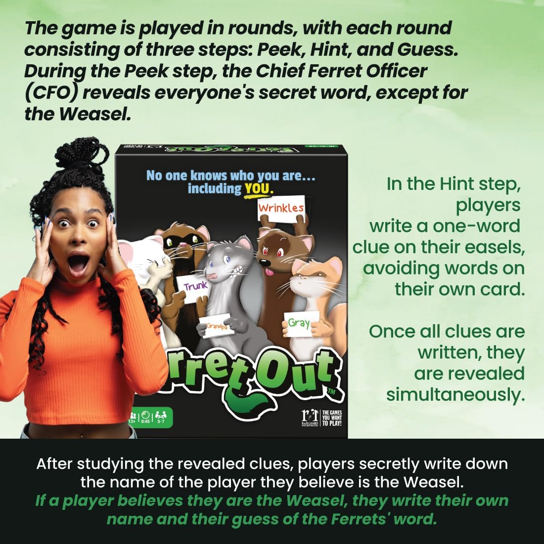 R&R Games Ferret Out, Family Card Game, Ideal for Adults and Kids