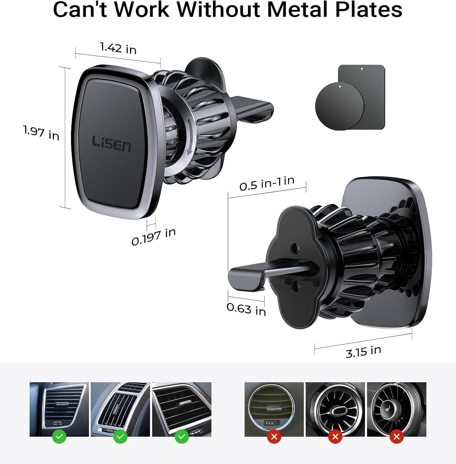 LISEN for MagSafe Car Mount,360° Adjustable Vacuum Magnetic Phone Holders for Your Car, for iPhone 17 Pro Max 16 15 14 13 12 Plus Air for All Smartphones view 8