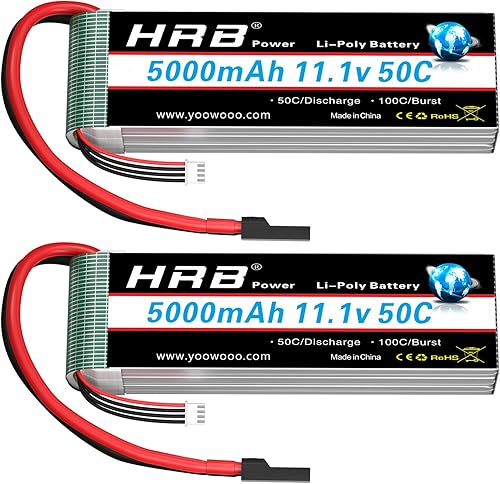 HRB Batería Lipo 3S 5000mAh 11.1V 50C 100C RC Lipo Batería con TR Plug Compatible con RC Helicóptero Avión Quadcopter Coche Camión Barco