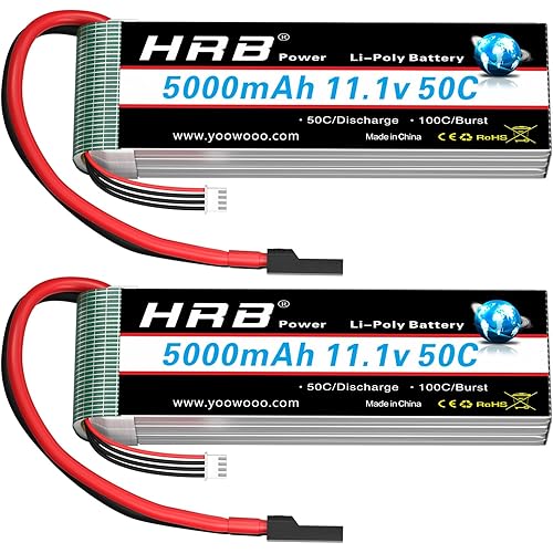 HRB 2PCS 3S 5000mAh Lipo Battery 11.1V 50C 100C RC Lipo Battery with TR Plug Compatible with RC Helicopter Airplane Quadcopter Car Truck Boat