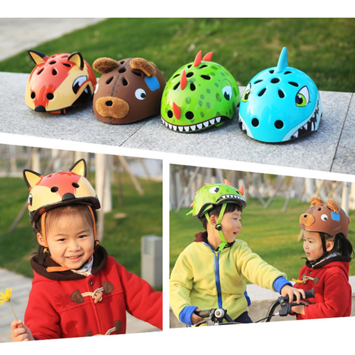 Ciieeo Casco de Seguridad para Niños con Diseño de Oso, Material de Espuma Densa, Transpirable y Cómodo para Ciclismo y Deportes al Aire Libre en Carretera