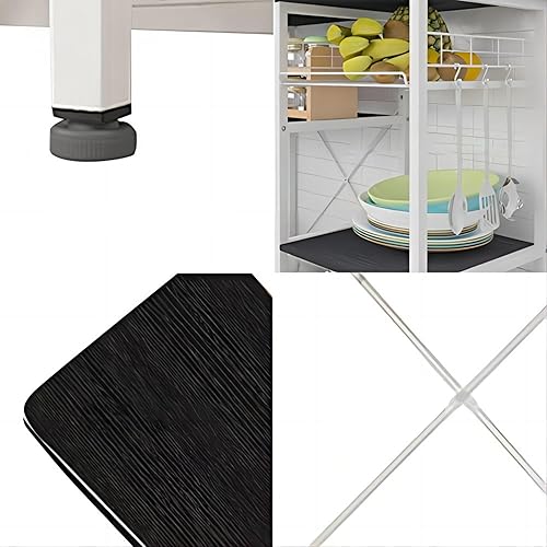 Miniatura 19 de soges Estante de cocina de 3 niveles para horno de microondas, carrito de almacenamiento, estante para estación de trabajo, color marrón rústico