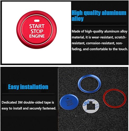 Miniatura 3 de Great luck - Calcomanía de aluminio para interruptor de arranque de motor, 2 piezas, juego (rojo) para Mazda 3 (2019-2020 2021) CX-30 2020 2021
