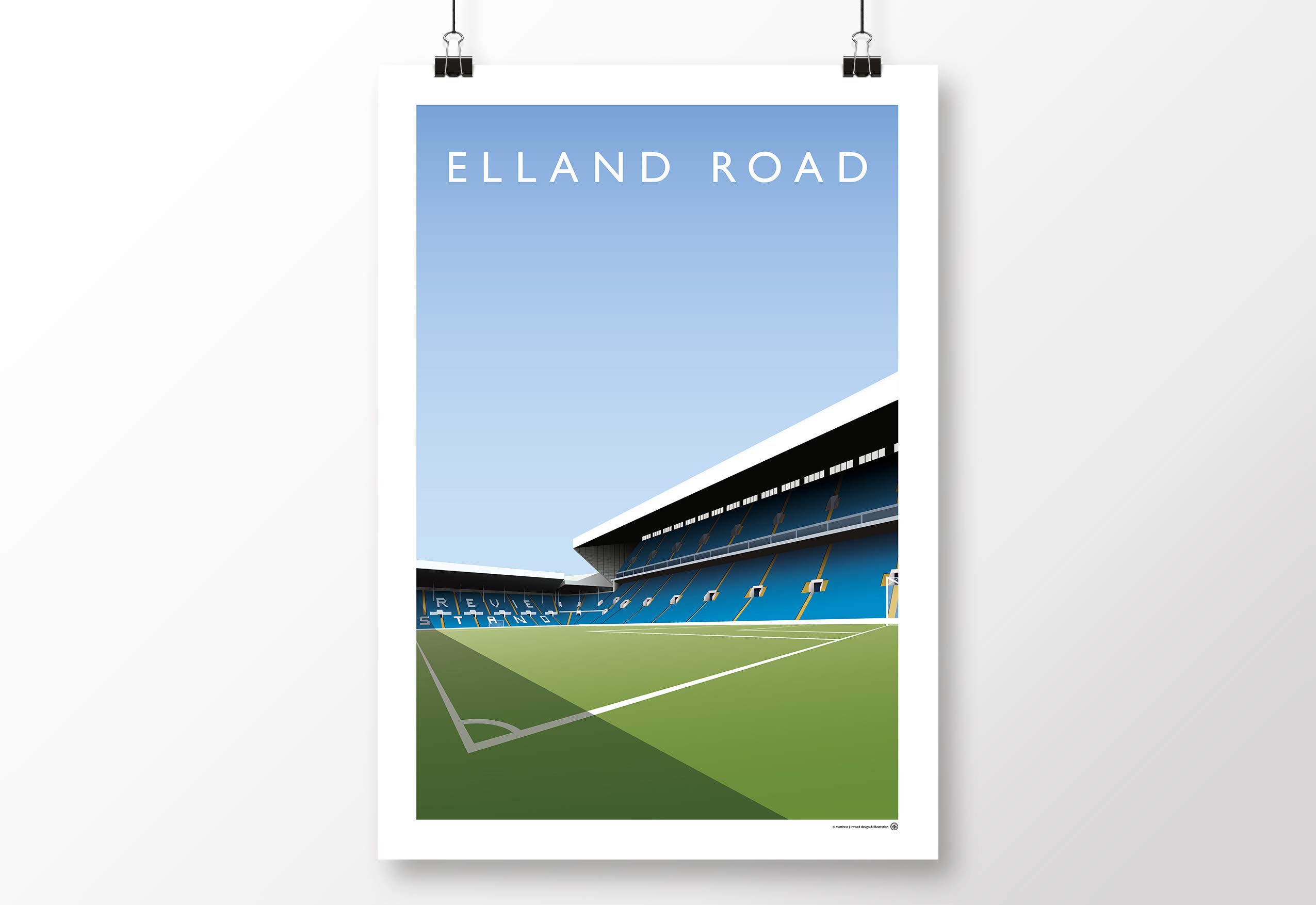 Affiche Elland Road Stadium poster illustration artistique Revie East Stand A3 Leeds United FC