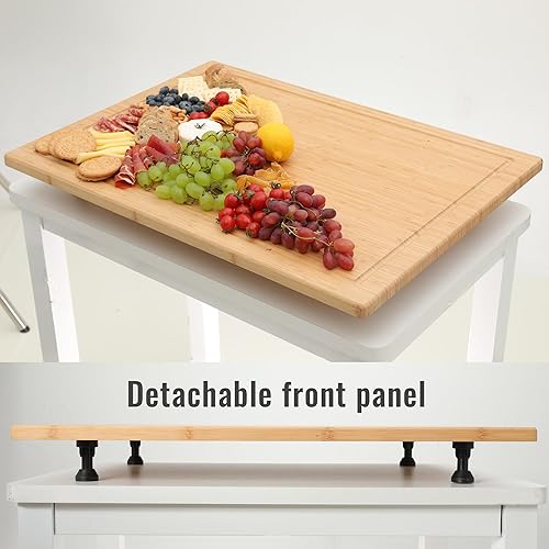 Miniatura 5 de Tabla de cubierta de estufa para estufa de gas, tabla de cortar elevada con patas y ranuras para jugo, cubierta de estufa ajustable para estufa de