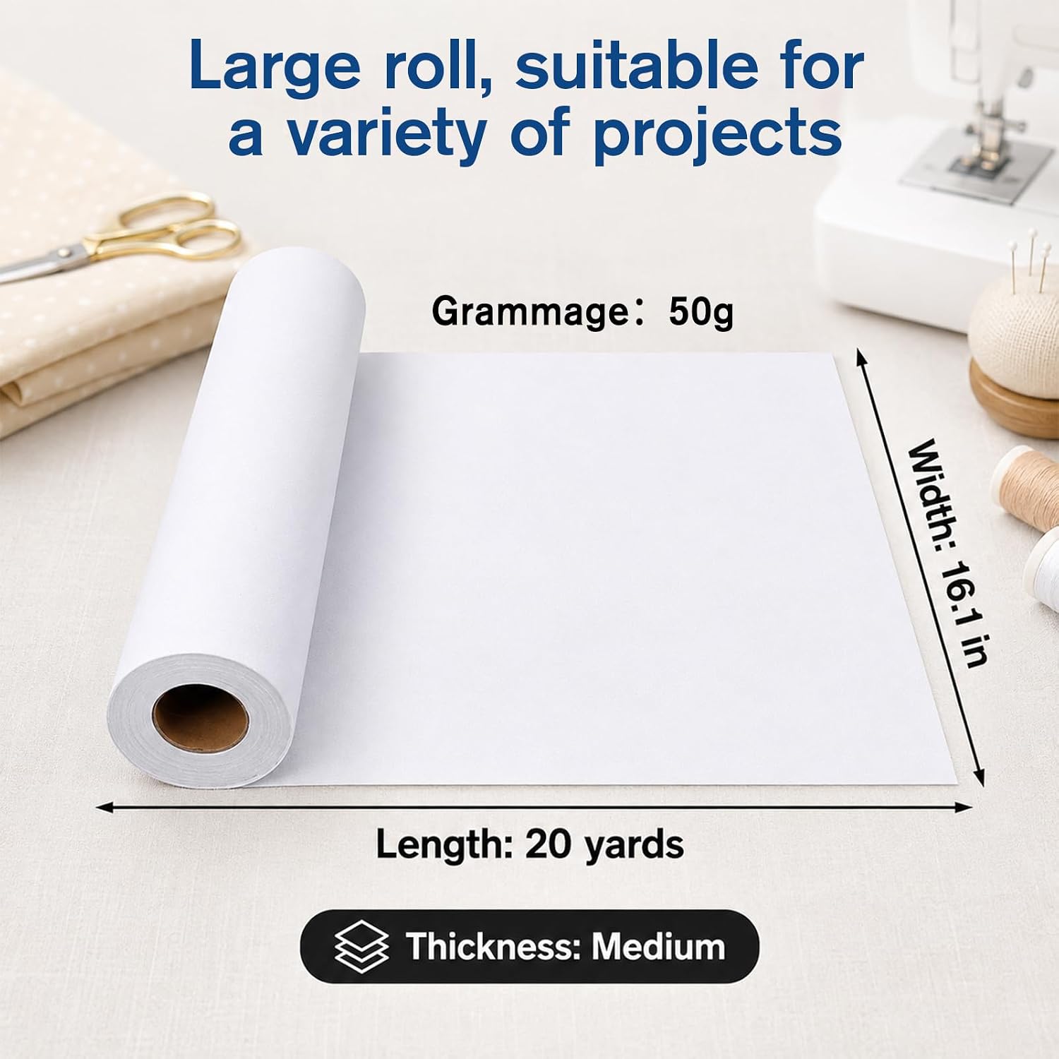 Fusible Interfacing for Sewing Medium Weight Iron On Non-Woven Fleece