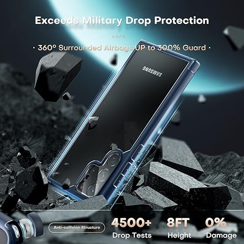 Vista 39 de Funda TOCOL [Paquete de 1+2] diseñada para Samsung Galaxy S22 Ultra, con 2 protectores de lente de cámara, parte trasera dura mate translúcida