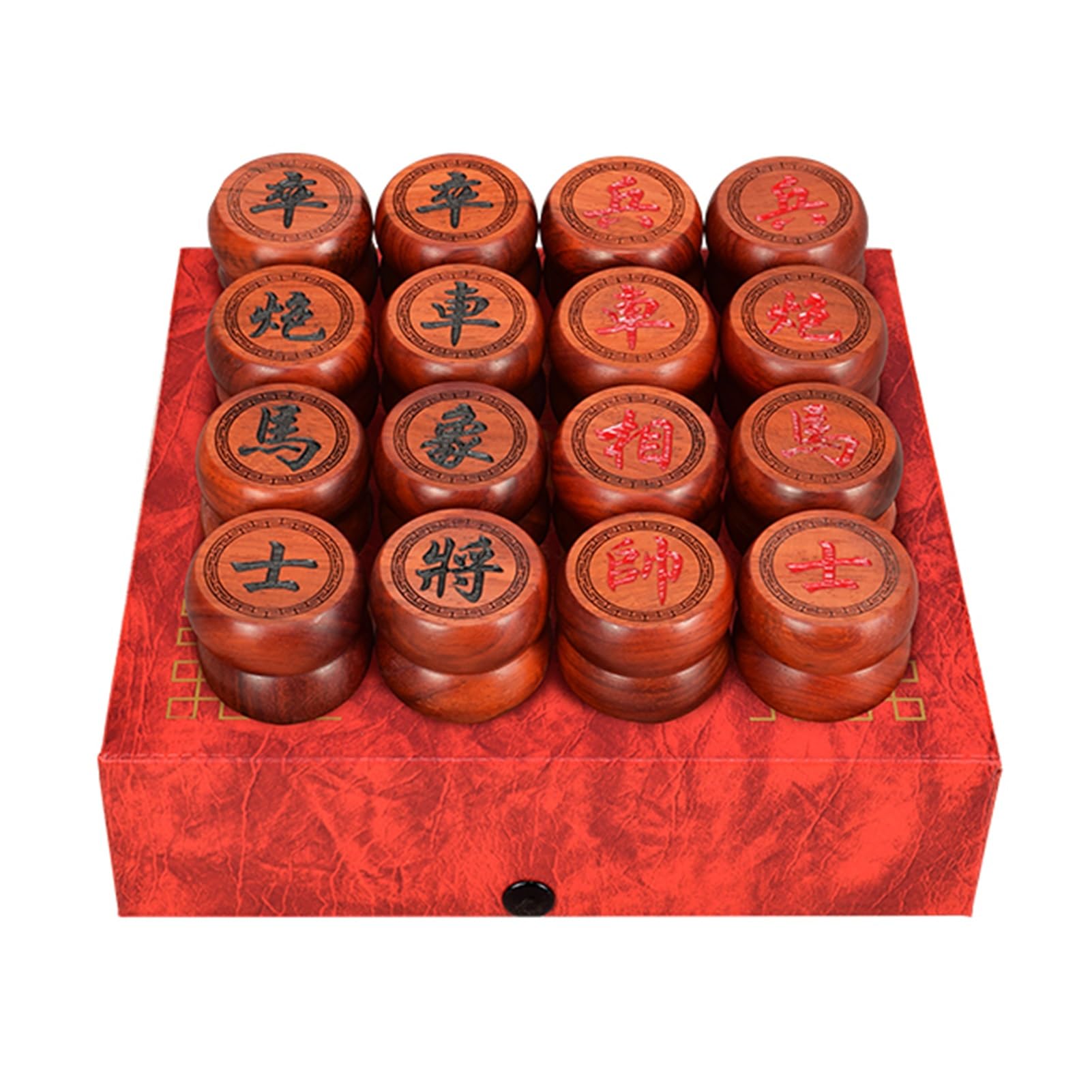 Scacchi Cinesi Xiangqi per 2 Giocatori, Gioco di strategia, Set da Viaggio Portatile con Pezzi in Palissandro e Scacchiera in Pelle (5,8 cm/2,3 Pollici)