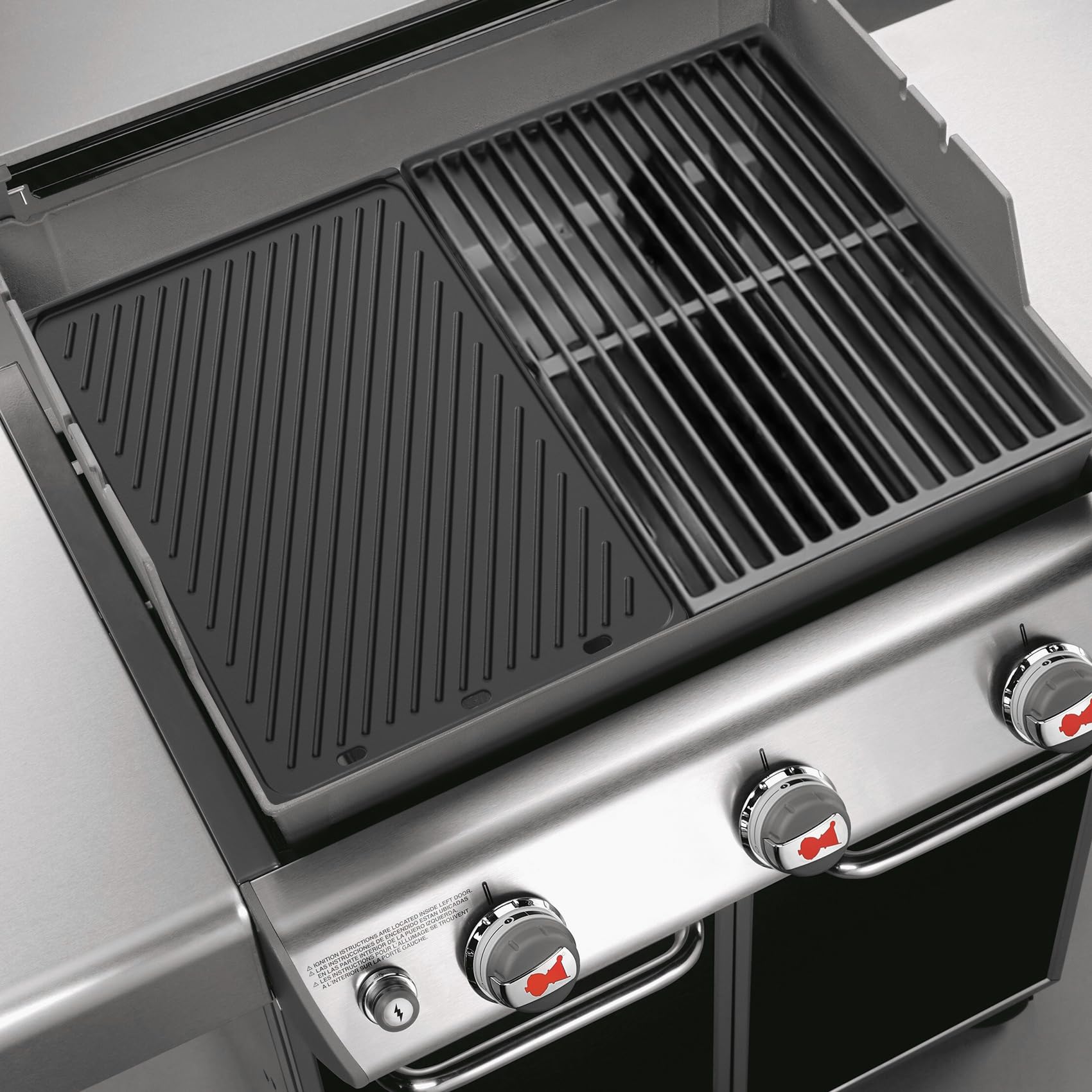 onlyfire 47 x 34 cm Plaque de Cuisson Réversible pour Barbecue à Gaz Série Weber Genesis II 300 et LX300 - Plaque Plancha en Fonte - Accossoire pour BBQ, Cuisinière, et Feu de Camp