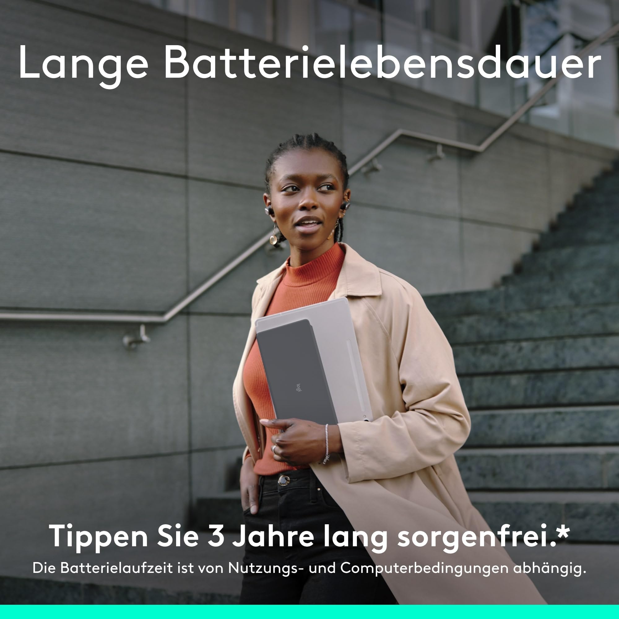 Logitech Keys-to-Go 2, Mobile Bluetooth-Tastatur für Tablets mit integriertem Schutzcover, schlanke, kabellose Tastatur für Windows, Android, Linux, iPad, iPhone, Mac, Apple TV, DEU QWERTZ - Grau
