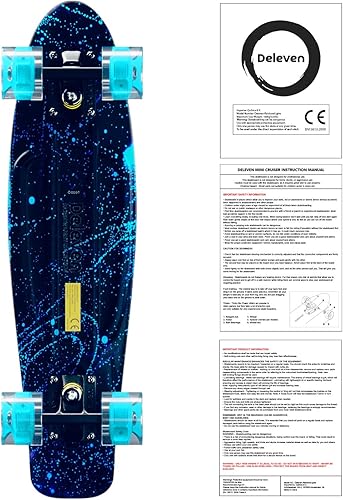 Miniatura 11 de Deleven - Patineta de 22 pulgadas para niños con ruedas LED brillantes, juego completo de regalo con bolsa de transporte y herramienta de patinaje,
