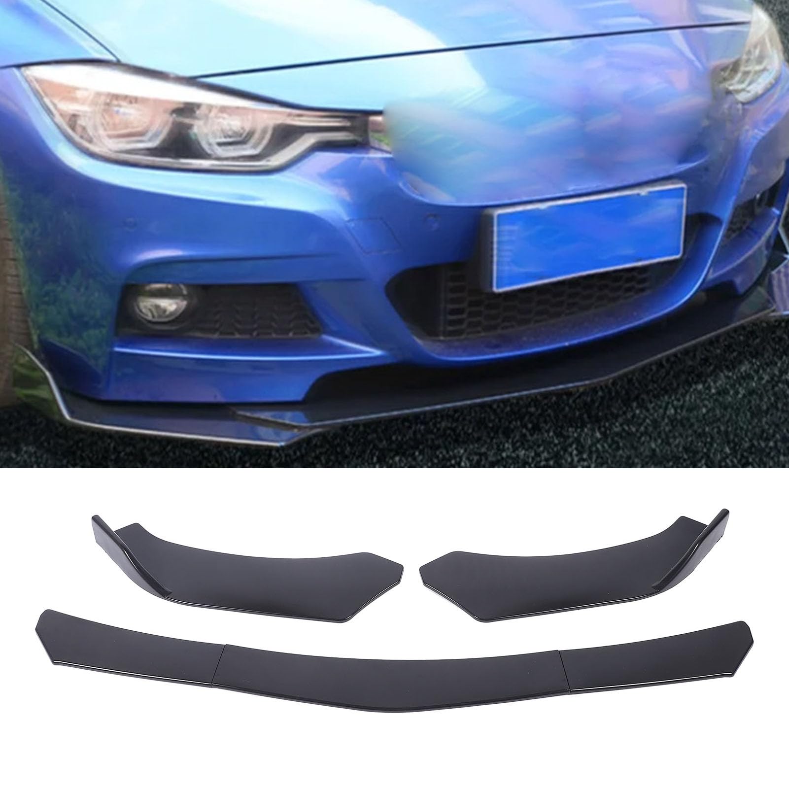 5Pcs Glossy Black Front Bumper Lip Spoiler Splitter Body Kit