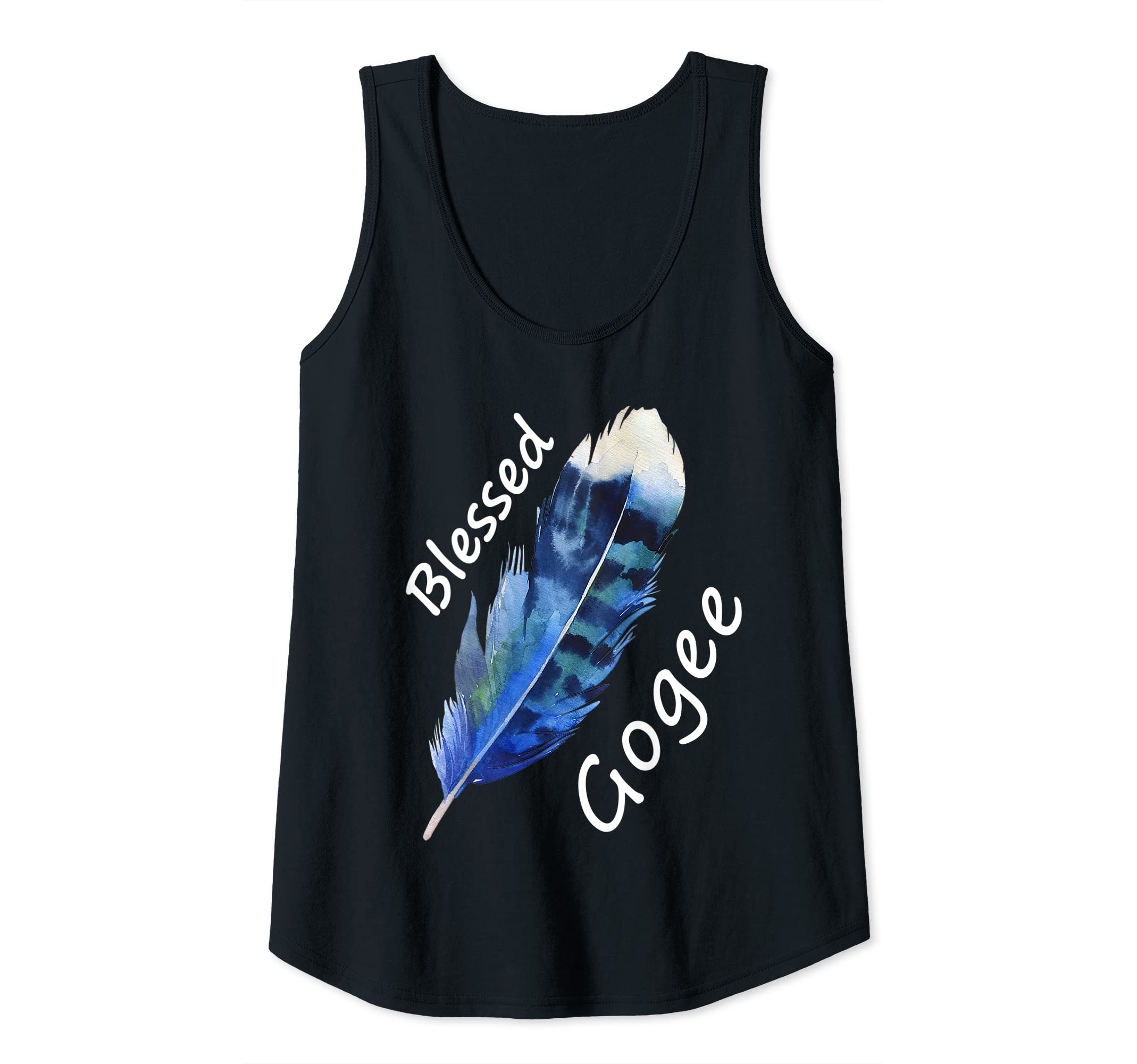 Womens Blessed Gogee Funny Cute Graphic Tees Letter Feather Tank Top