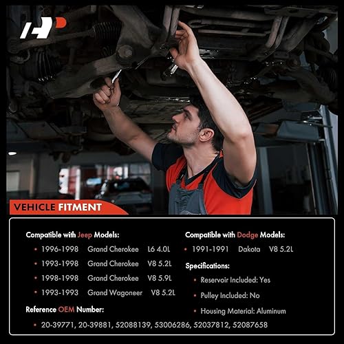 Miniatura 2 de A-Premium Bomba de dirección asistida, con depósito, compatible con Jeep Grand Cherokee 1993-1998, Grand Wagoneer 1993 y Dodge Dakota 1991, 4.0L